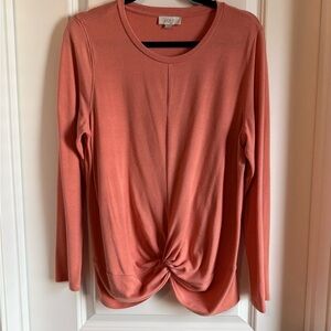 LOFT Salmon Gathered Front Blouse